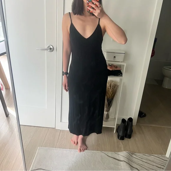 Reformation Black Knit Midi Slip Dress - Picture 4 of 7